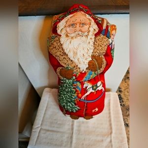 Vintage Santa Claus Handmade Father Christmas Stuffed Cloth Pillow Doll 17"